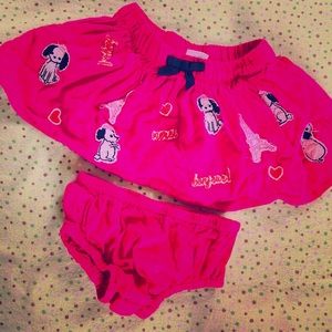 Pink poodle skirt with matching underwear.